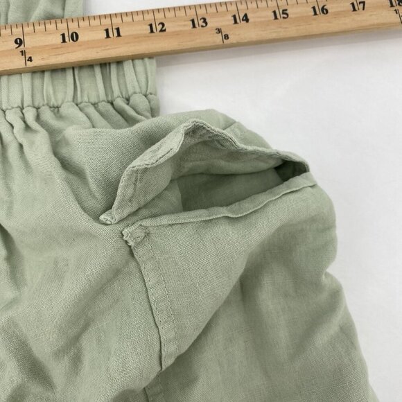 ZARA Size S Sage Green Sleeveless Linen V-Neck Pinafore Dress Overall Mini - Picture 9 of 12